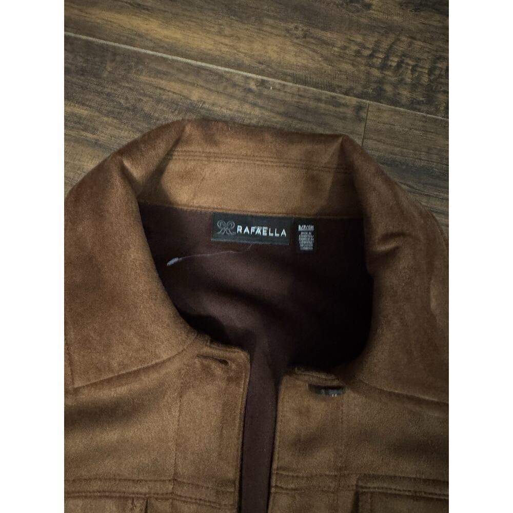 Rafaella Tan Faux Suede Blazer Long Sleeve Jacket Pockets Women's S - Picture 3 of 4